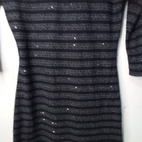 Express Dress Women S 3/4 Sleeve Sparkle Lined Black Gray - Picture 6 of 15